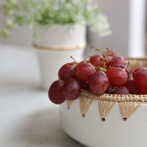 Raffia Straight Salad Bowl White