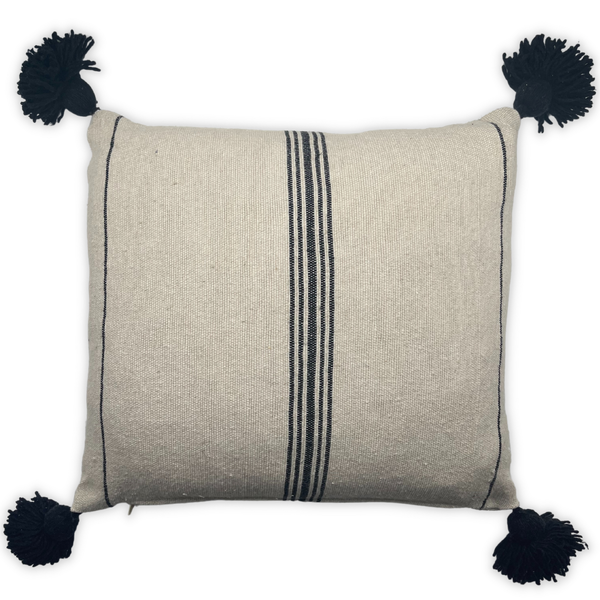 Pom Pom Cushion Ivory/Black