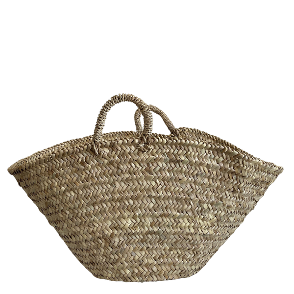 Moroccan rattan basket tote bag