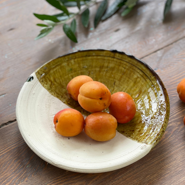 Moroccan Tamegroute Plate Half  Dipped Glaze